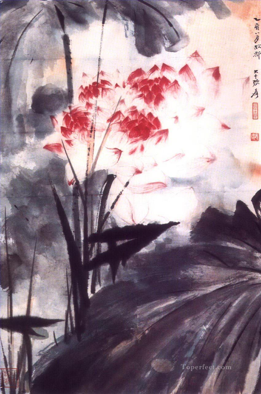 Chang dai chien lotus 13 old China ink Oil Paintings